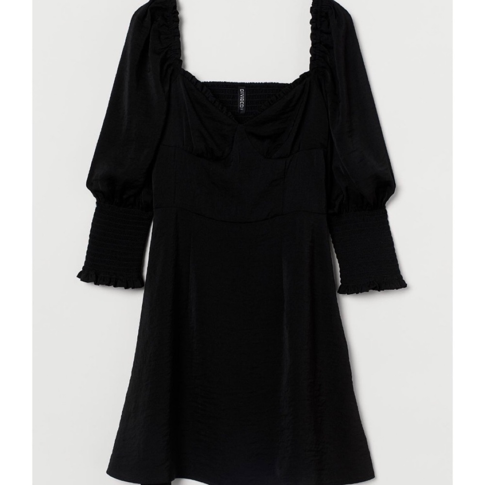 Shirt black satin dress